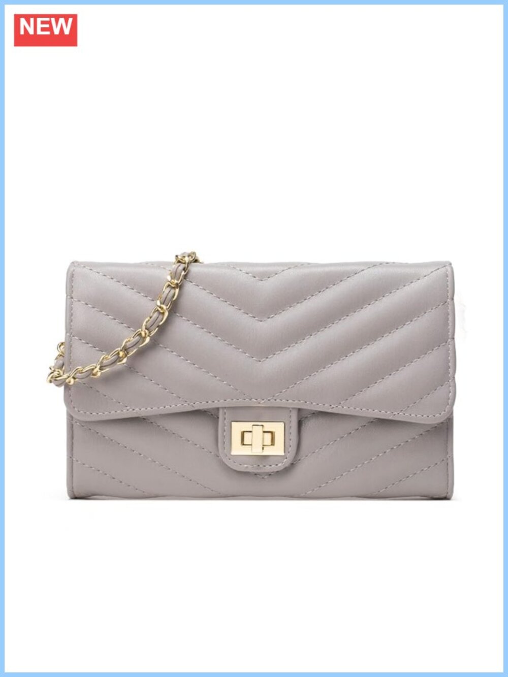 Quilted Faux Leather Crossbody Bag Convertible Twist Lock Purse